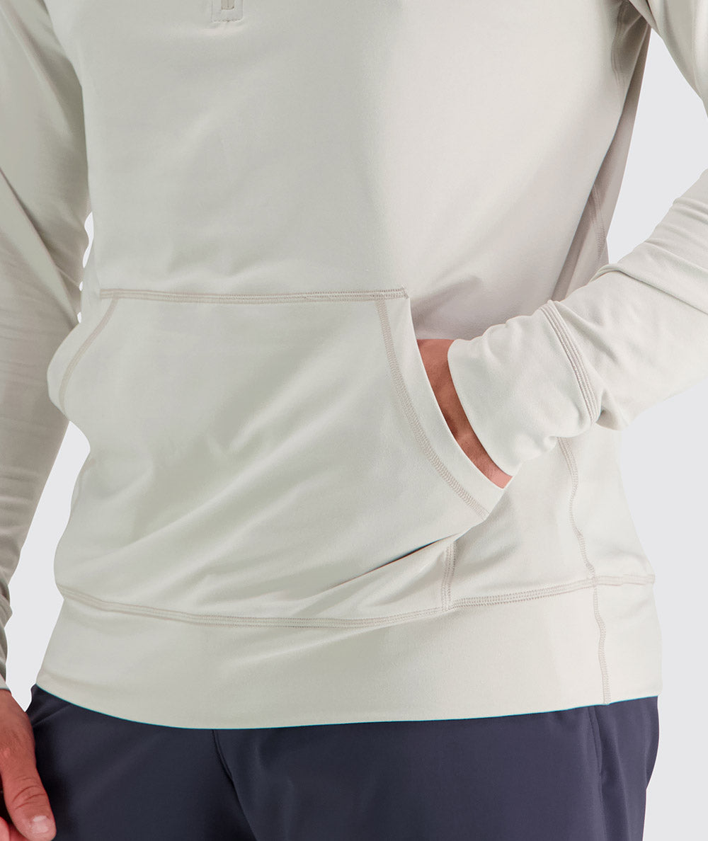 Men's hoodie for training, Model 179 cm / size M#color_fog