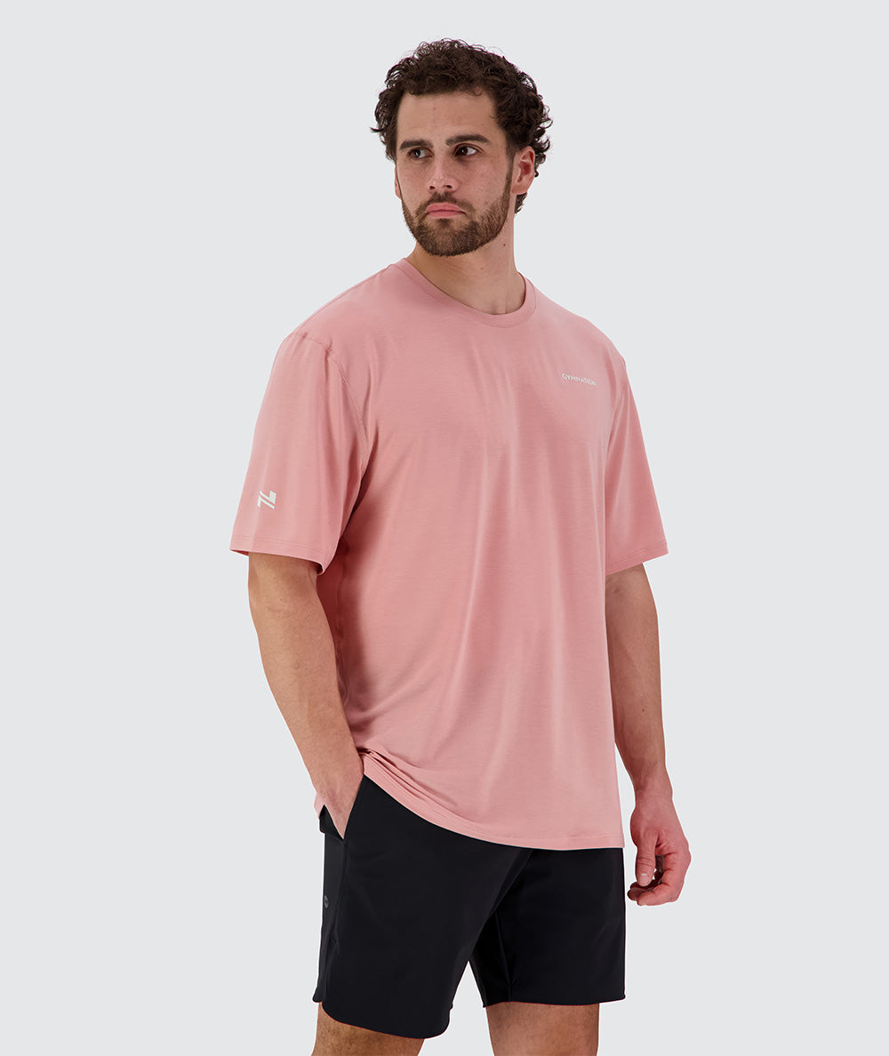 Oversized t-shirt for sports, Model 179 cm / size L#color_mauve-pink