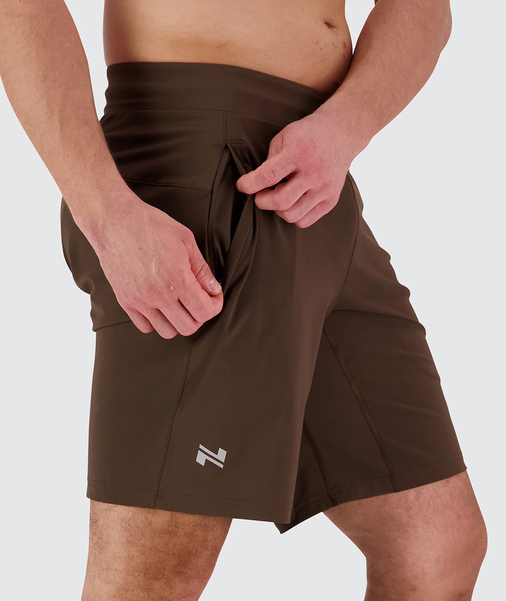 Men's training shorts#color_coffee-bean