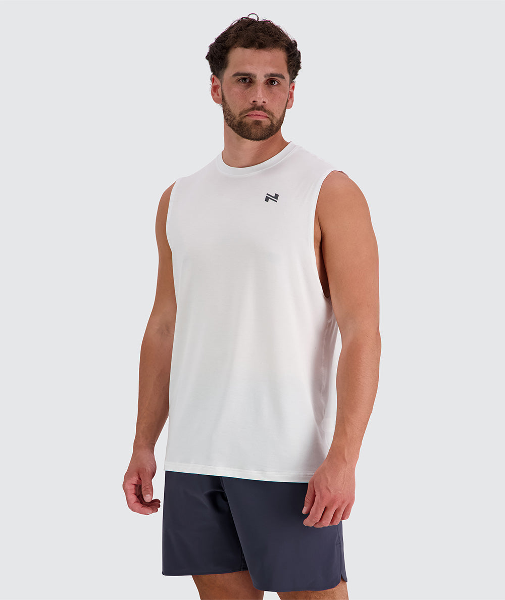Best training muscle tank for men, Model 179 cm / size L#color_white