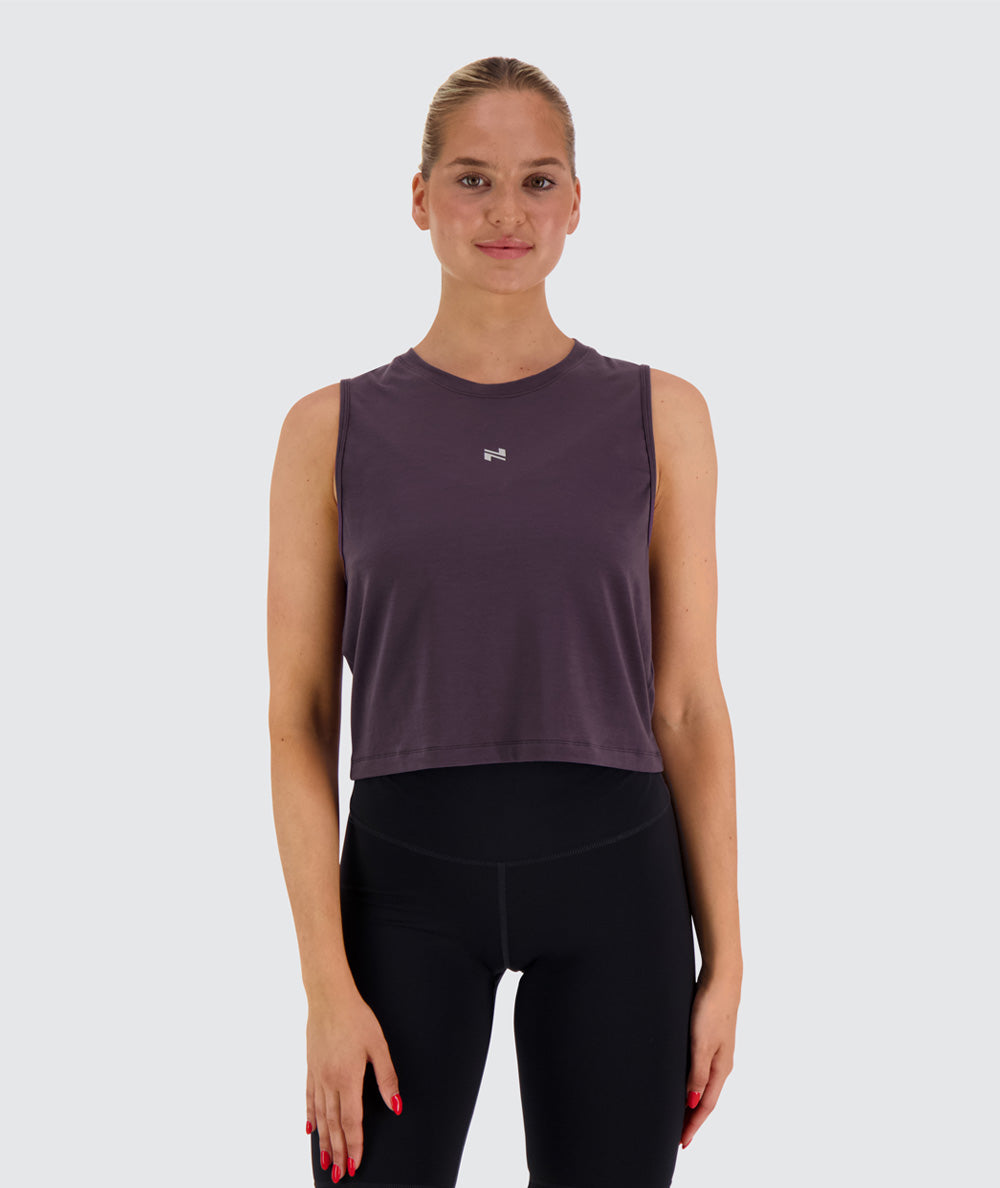 naisten cropattu treeni toppi#color_plum