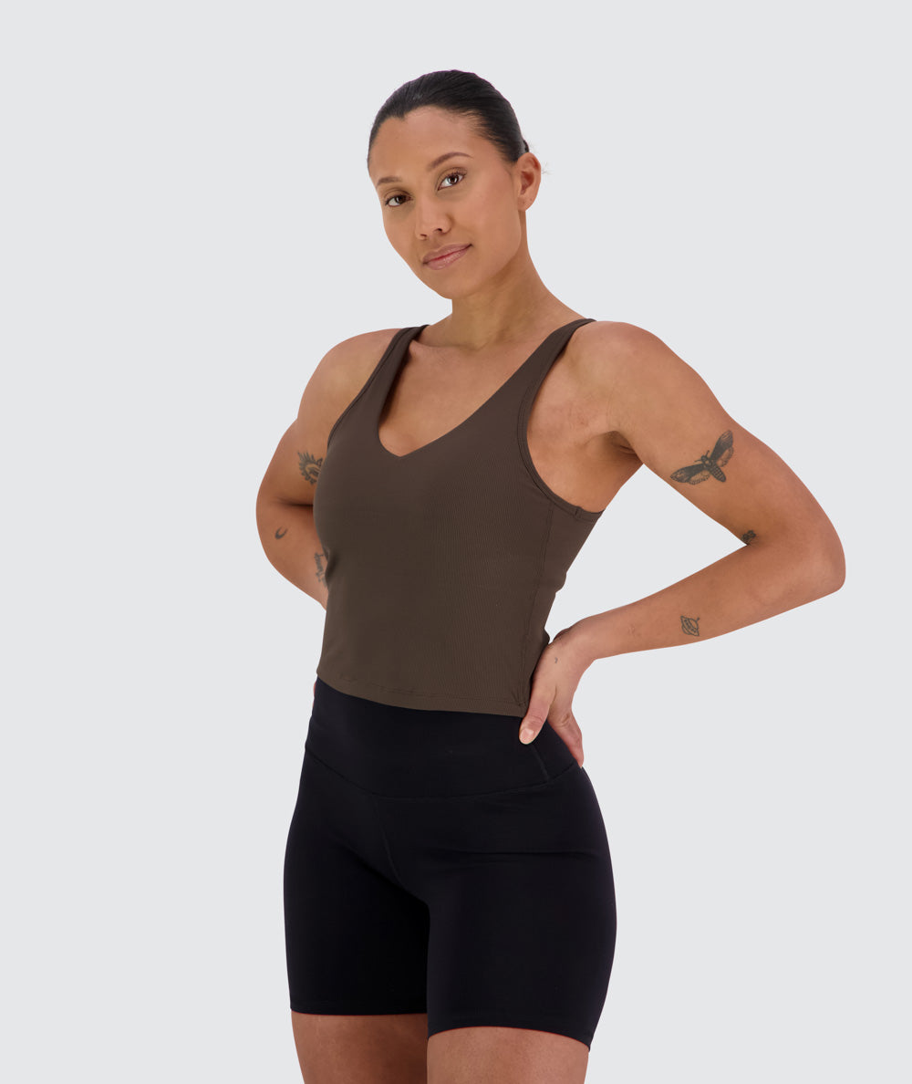 Women's ribbed bra top #color_coffee-bean