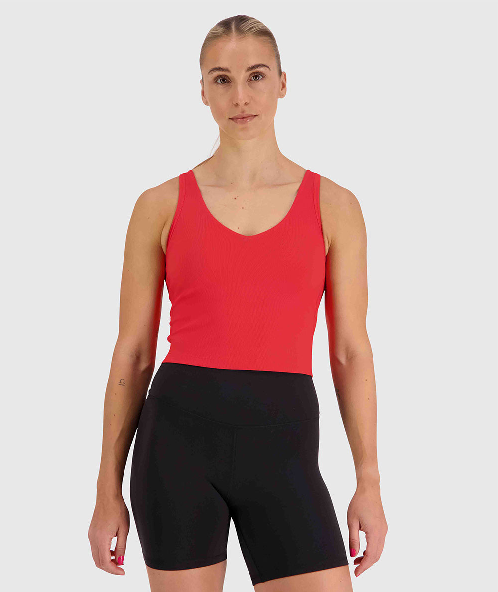 Women's ribbed bra top, Model 176cm / Size S #color_candy-red