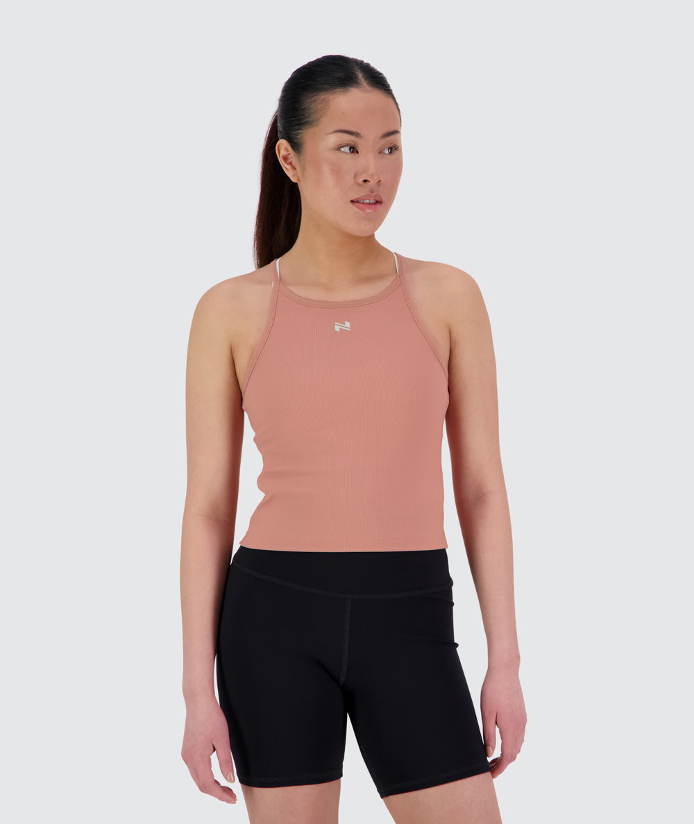 strappy ribbed top, Model 160 cm / Size XS#color_mauve-pink 