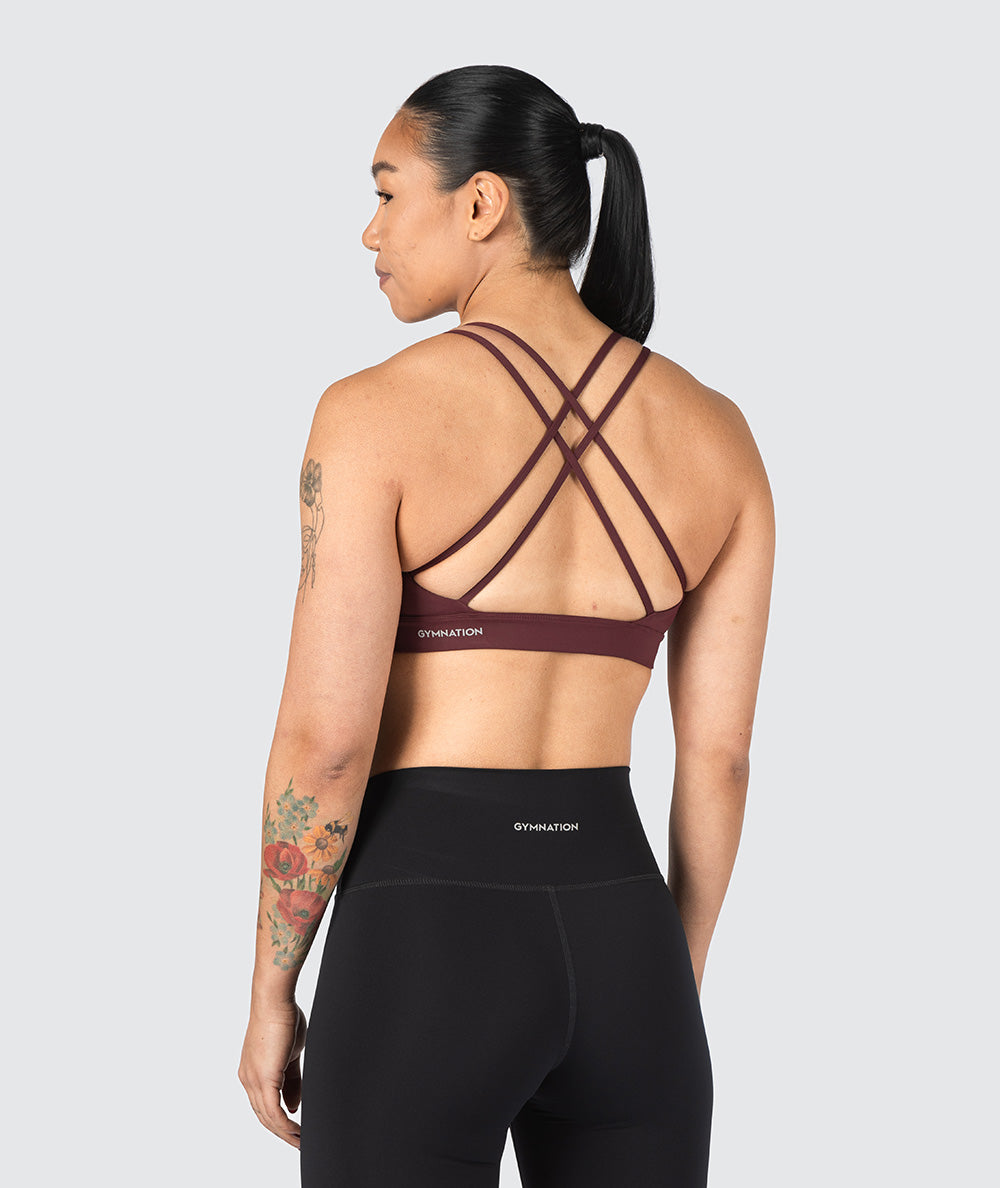 strappy sports bra#color_wine-red 