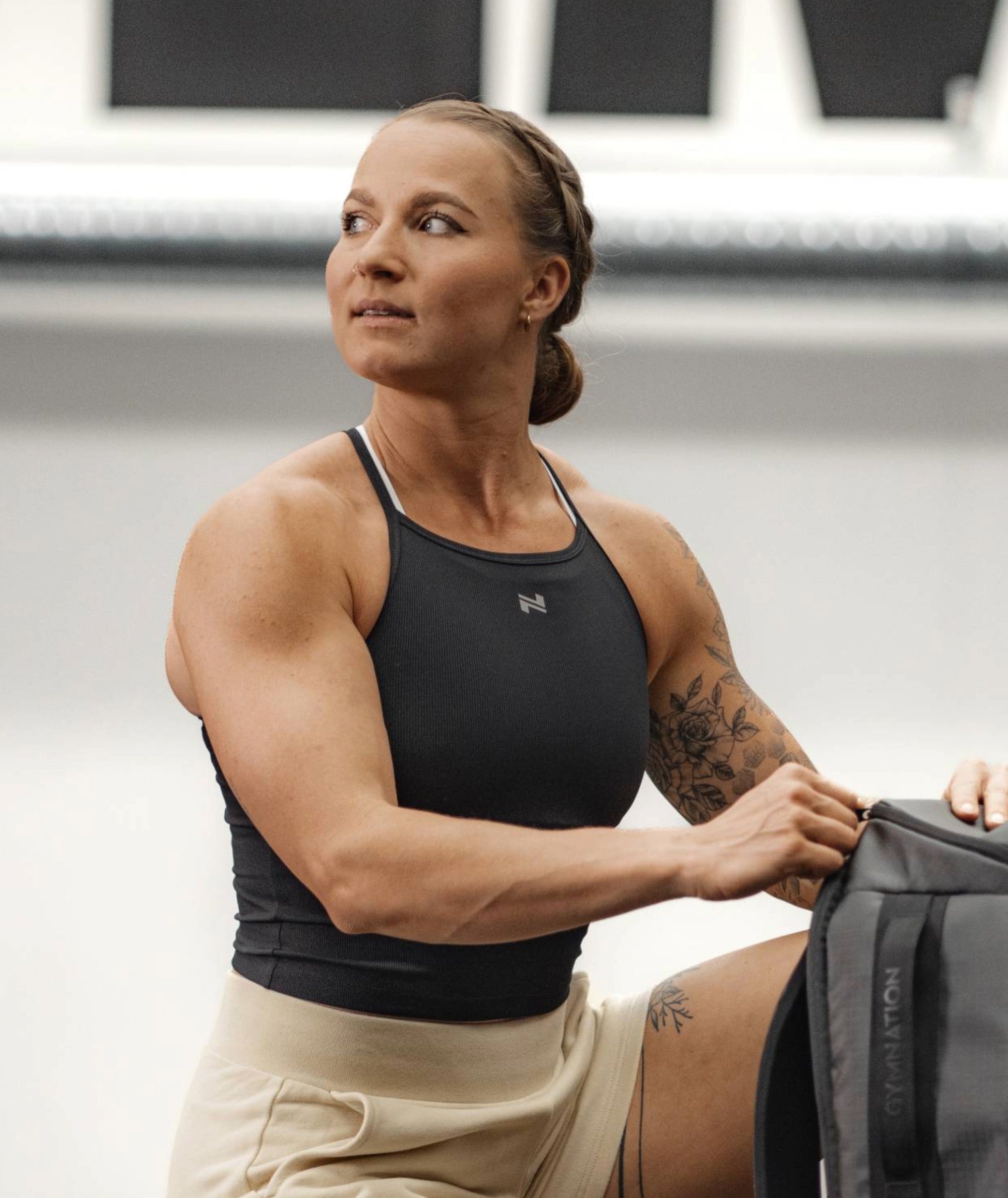 ribbed training top #color_black