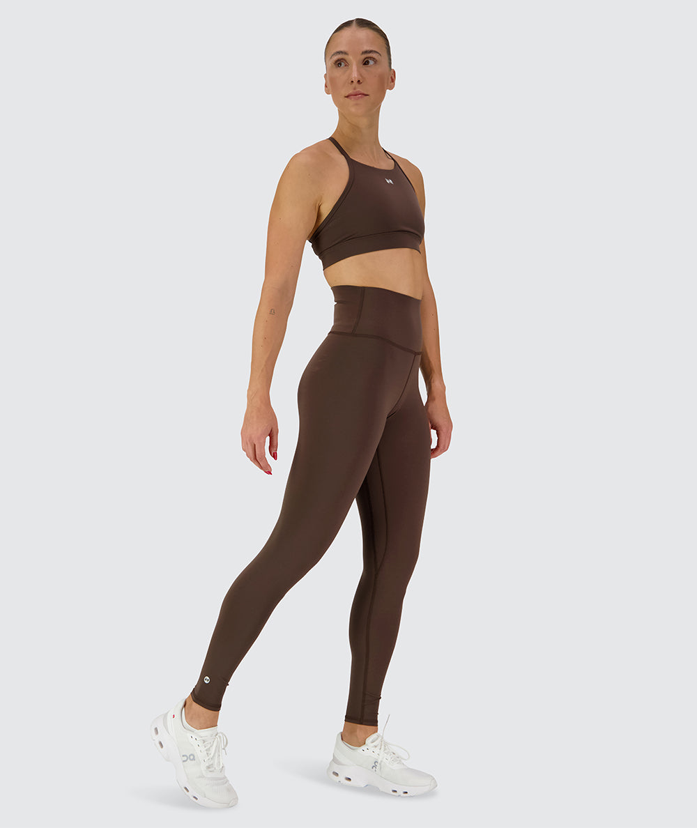 Training tights for tall women, Model 176 cm / size S#color_coffee-bean