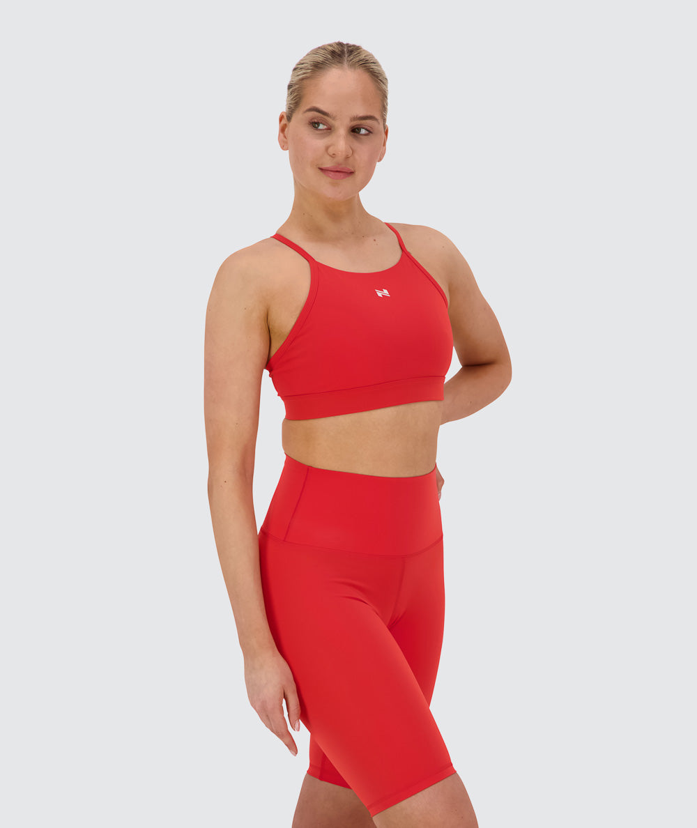 Training sports bra, Model 173 cm / size S#color_candy-red