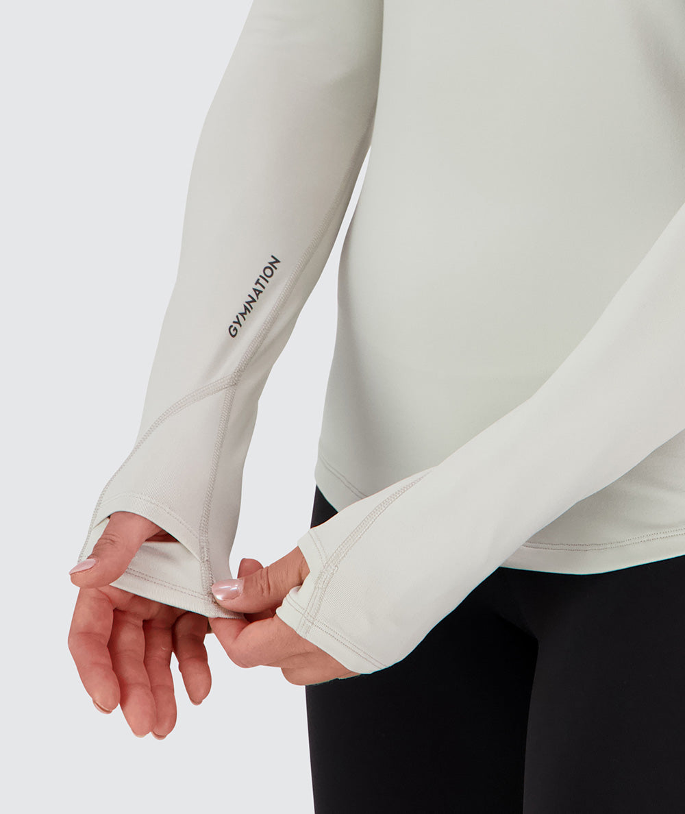 Women's super comfy half-zip, Model 176 cm / size S#color_fog