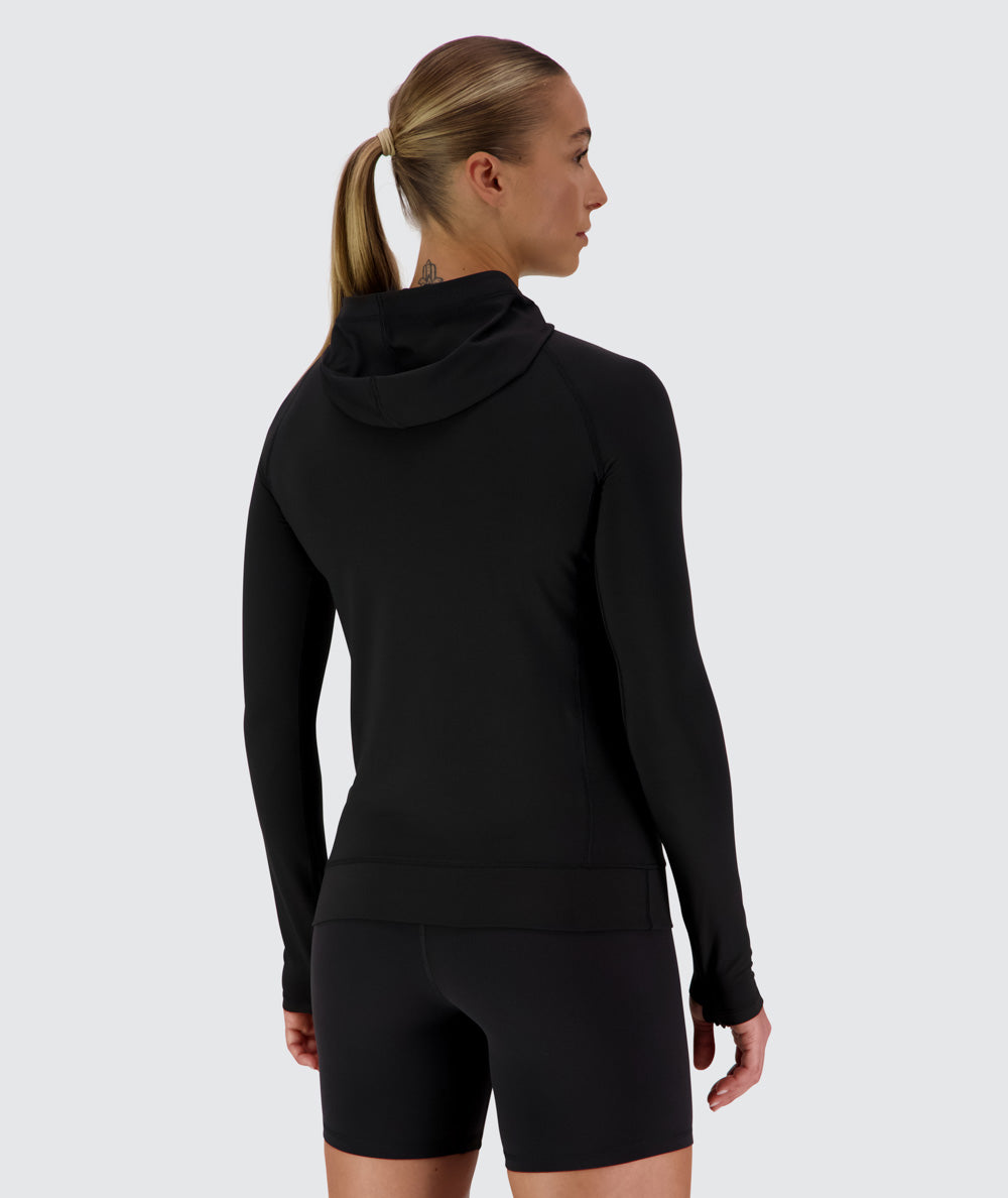Women's fitted hoodie, Model 176 cm / size S#color_black