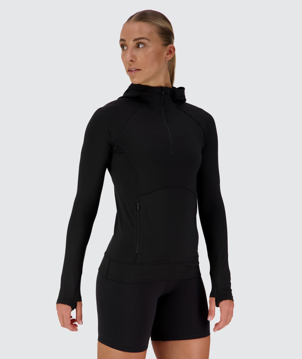 Women's fitted hoodie, Model 176 cm / size S#color_black