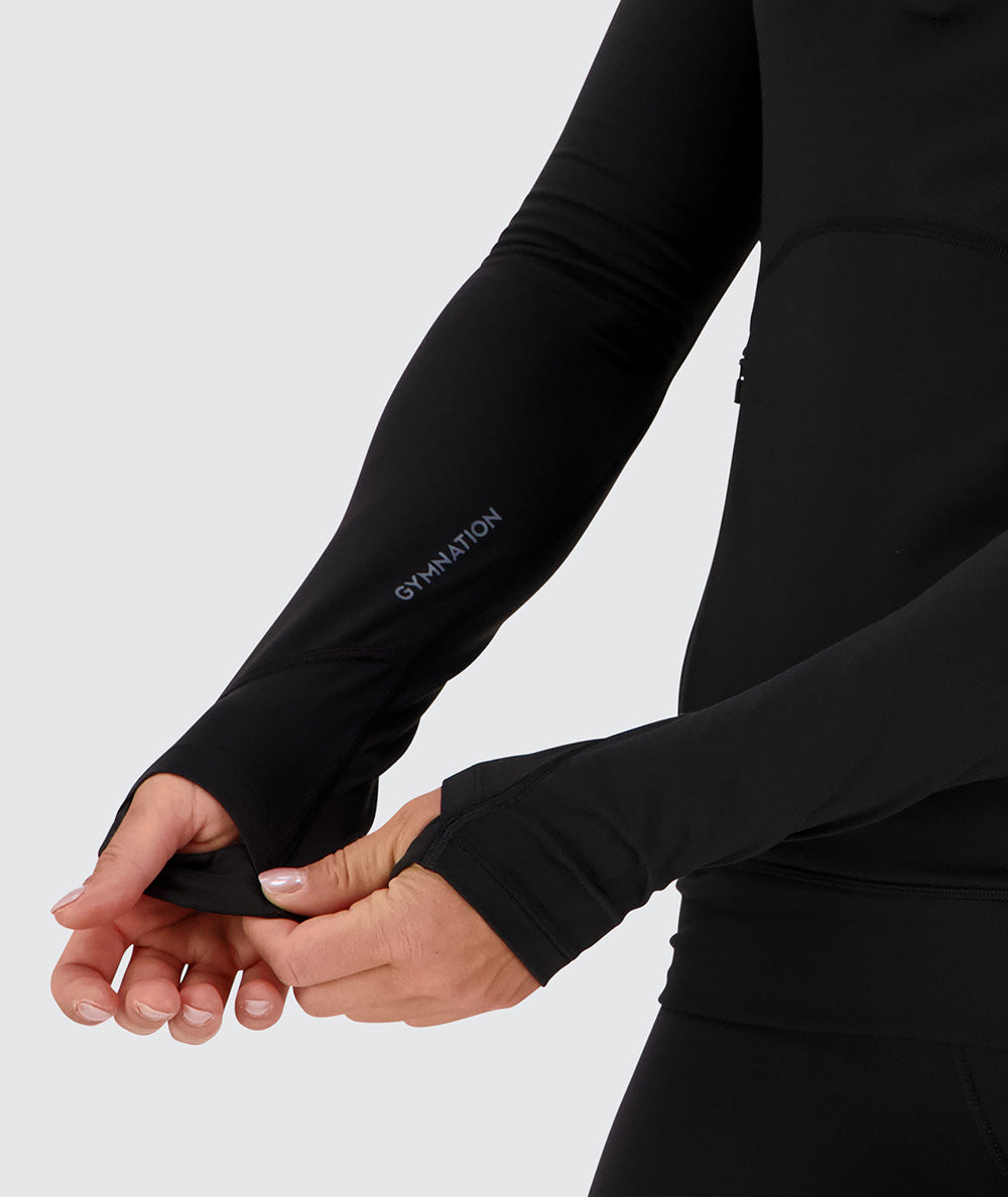 Women's fitted hoodie, Model 176 cm / size S#color_black