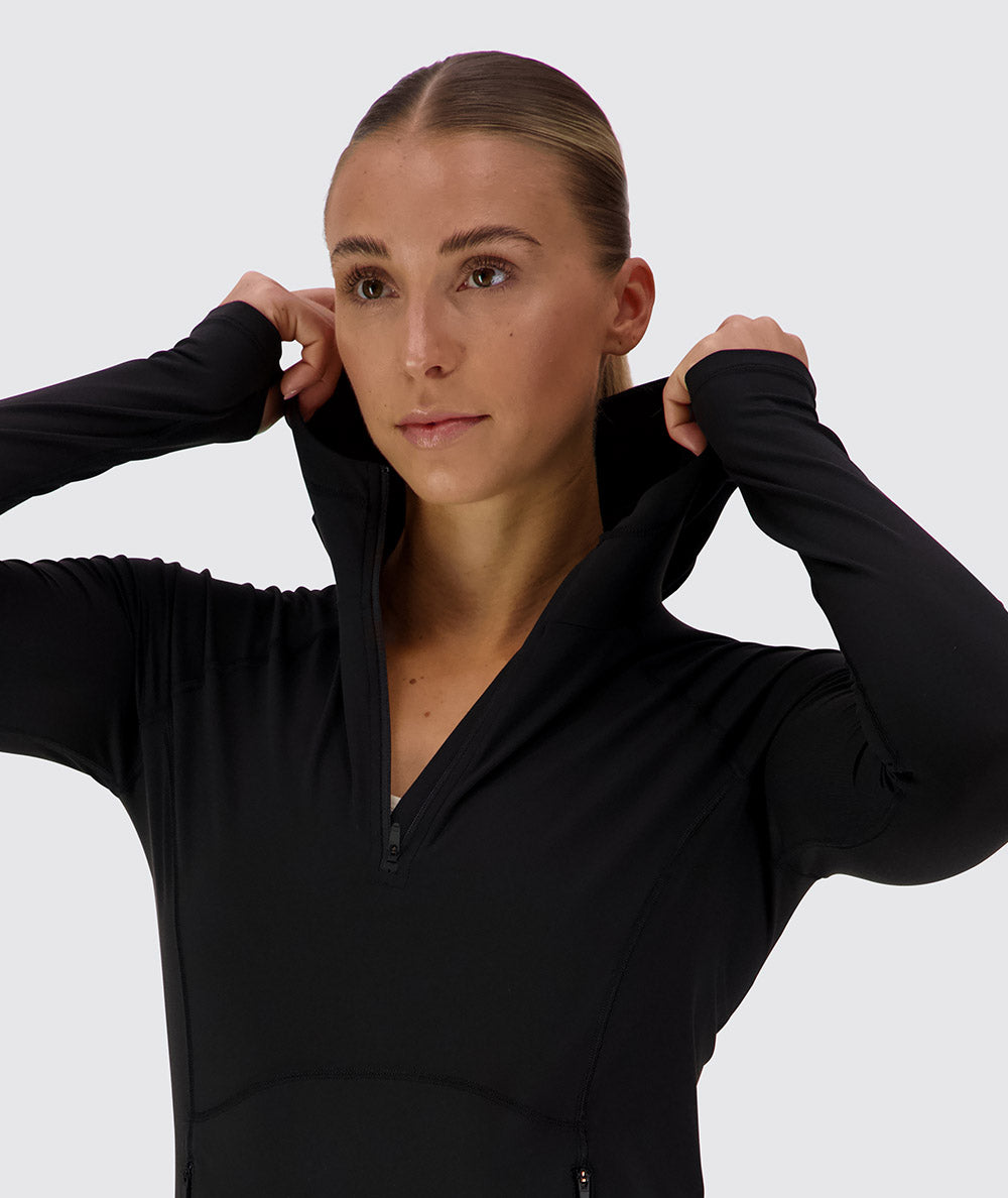 Women's fitted hoodie, Model 176 cm / size S#color_black