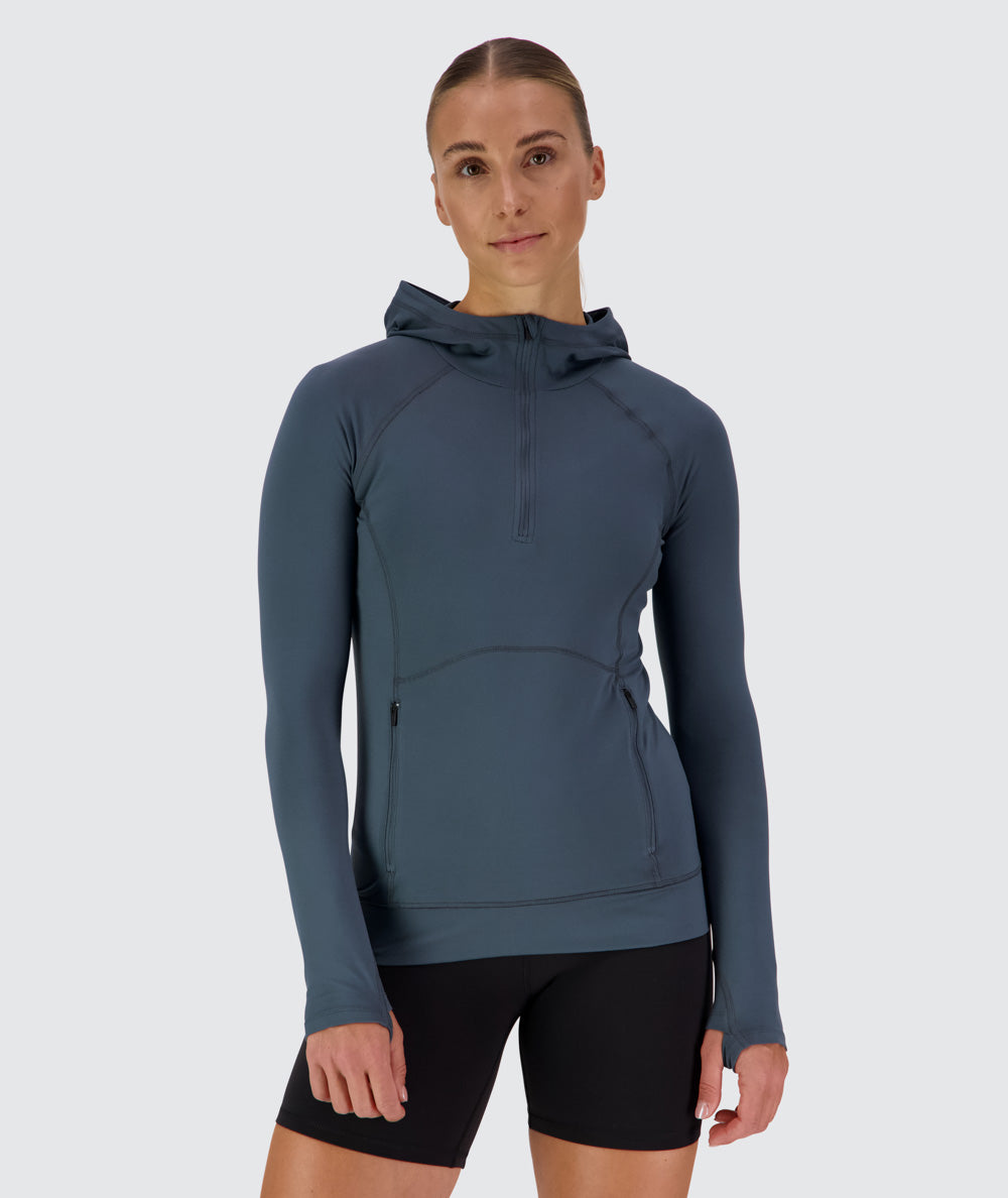 Women's hoodie for training, Model 176 cm / size S#color_dusty-navy