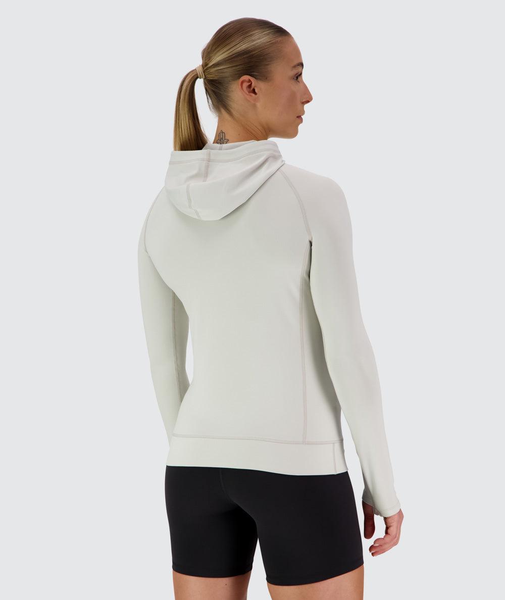 Women's super comfy hoodie for training, Model 176 cm / size S#color_fog