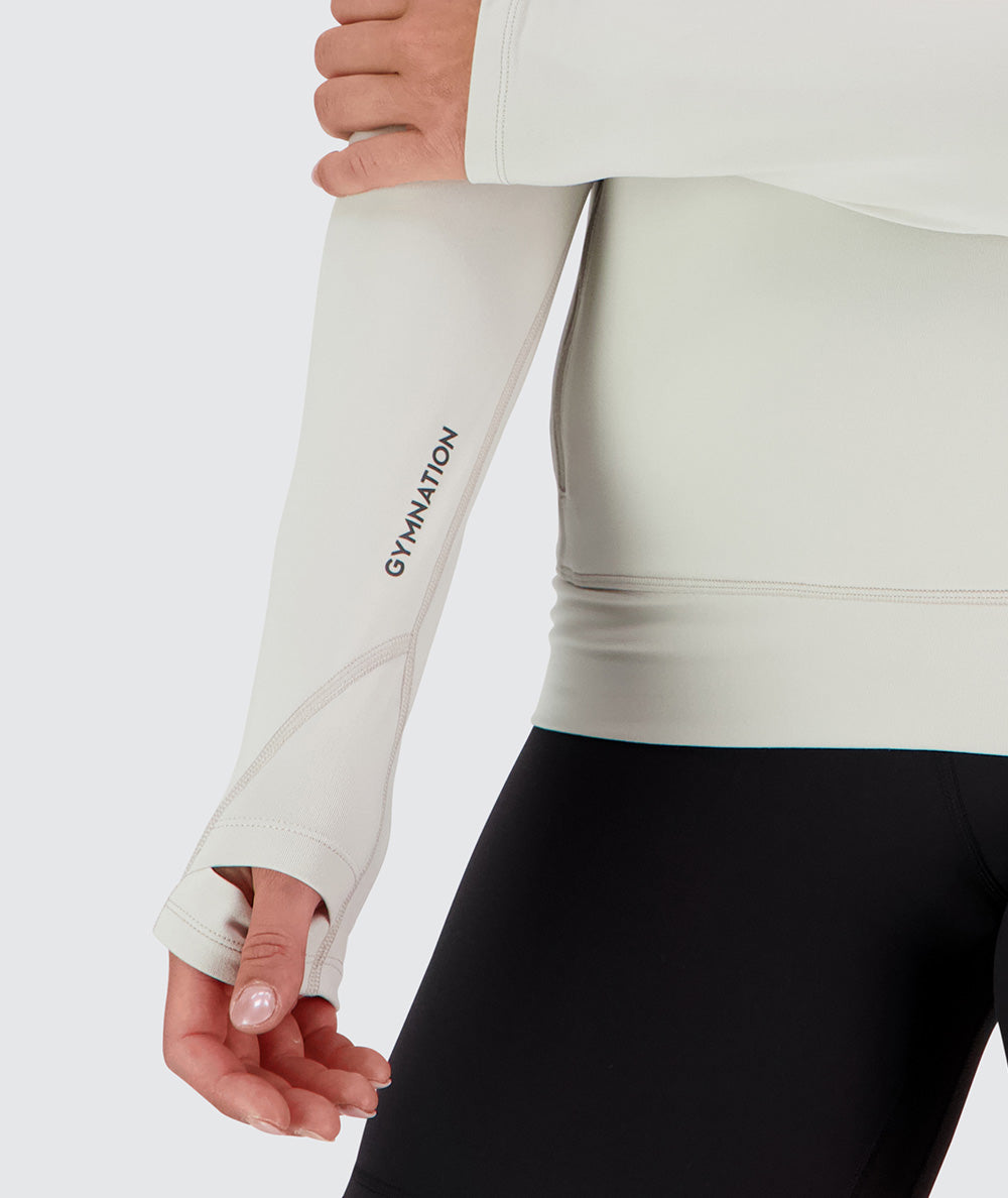 Women's super comfy hoodie for training, Model 176 cm / size S#color_fog