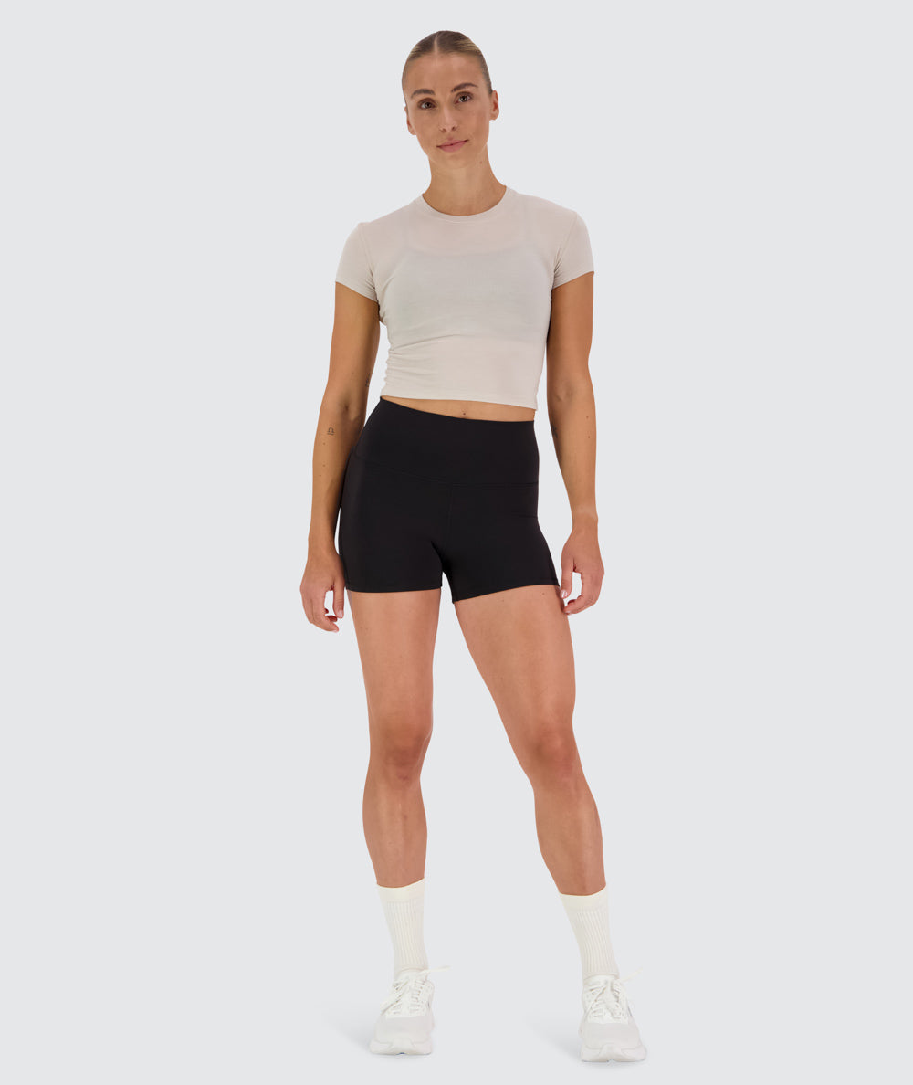 Women's Cropped Short sleeve, Model 176 cm / size S#color_oat