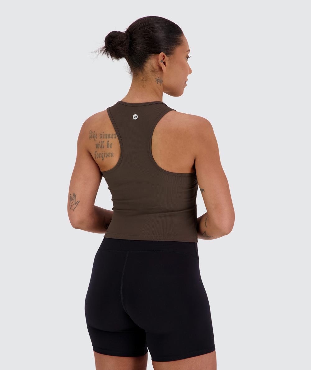 Women's Ribbed Top for CrossFit#color_coffee-bean