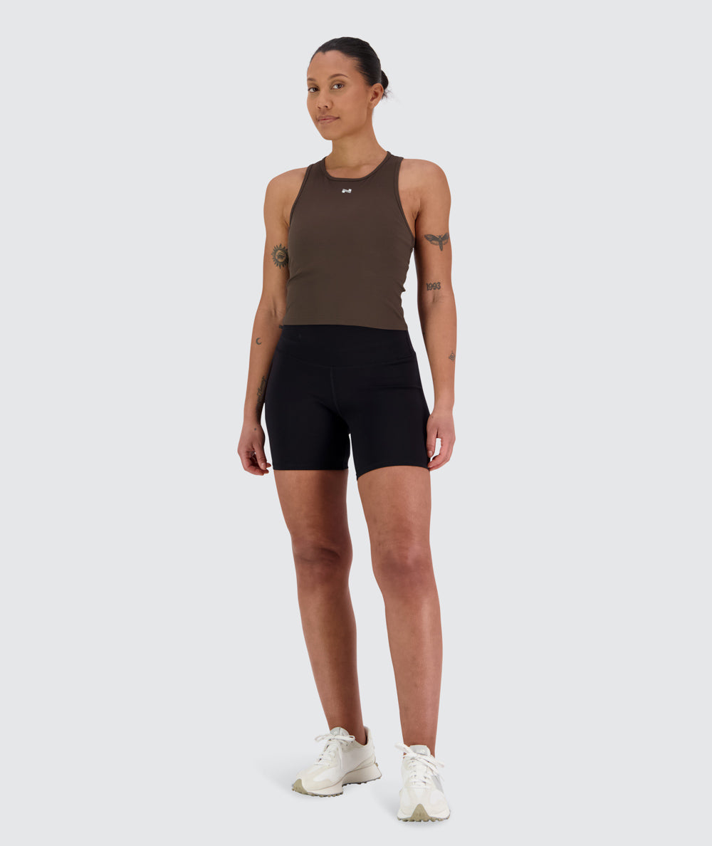 Women's Ribbed Top for CrossFit#color_coffee-bean