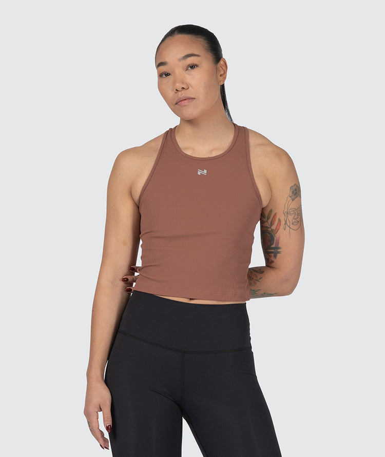 women's ribbed top, Model 172 cm / size S#color_brick