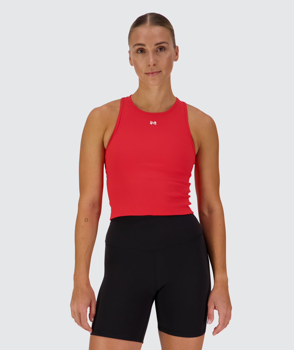 Women's ribbed Top, Model 176cm / size S#color_candy-red