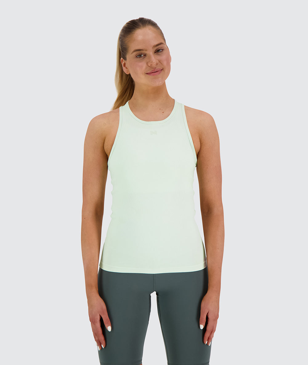 women's ribbed tank top, Model 173 cm / size S#color_fresh-mint