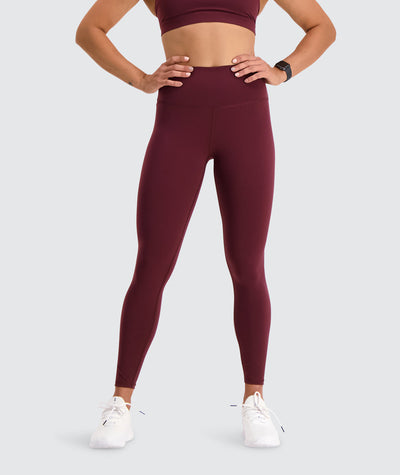 high waisted training tights#wine_red